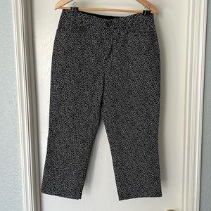 Croft and Barrow, classic fit capris, black with small white pattern